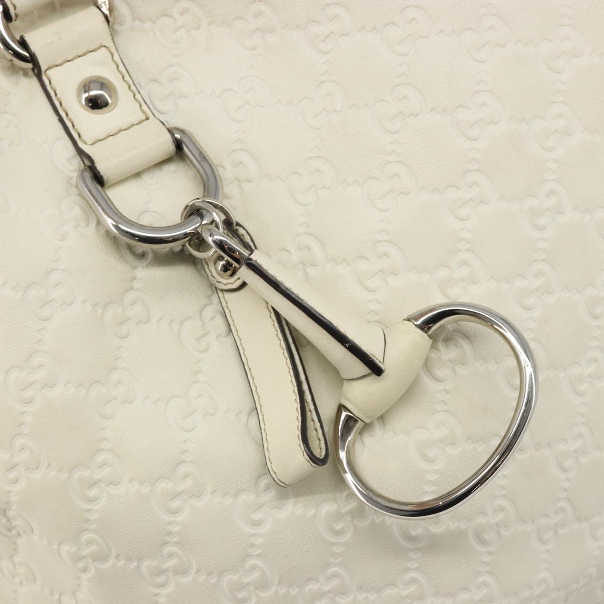 GUCCI GG Canvas Guccissima Hand Bag Leather White Silver 229852 Auth ka4829