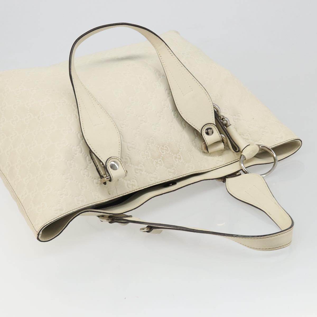 GUCCI GG Canvas Guccissima Hand Bag Leather White Silver 229852 Auth ka4829
