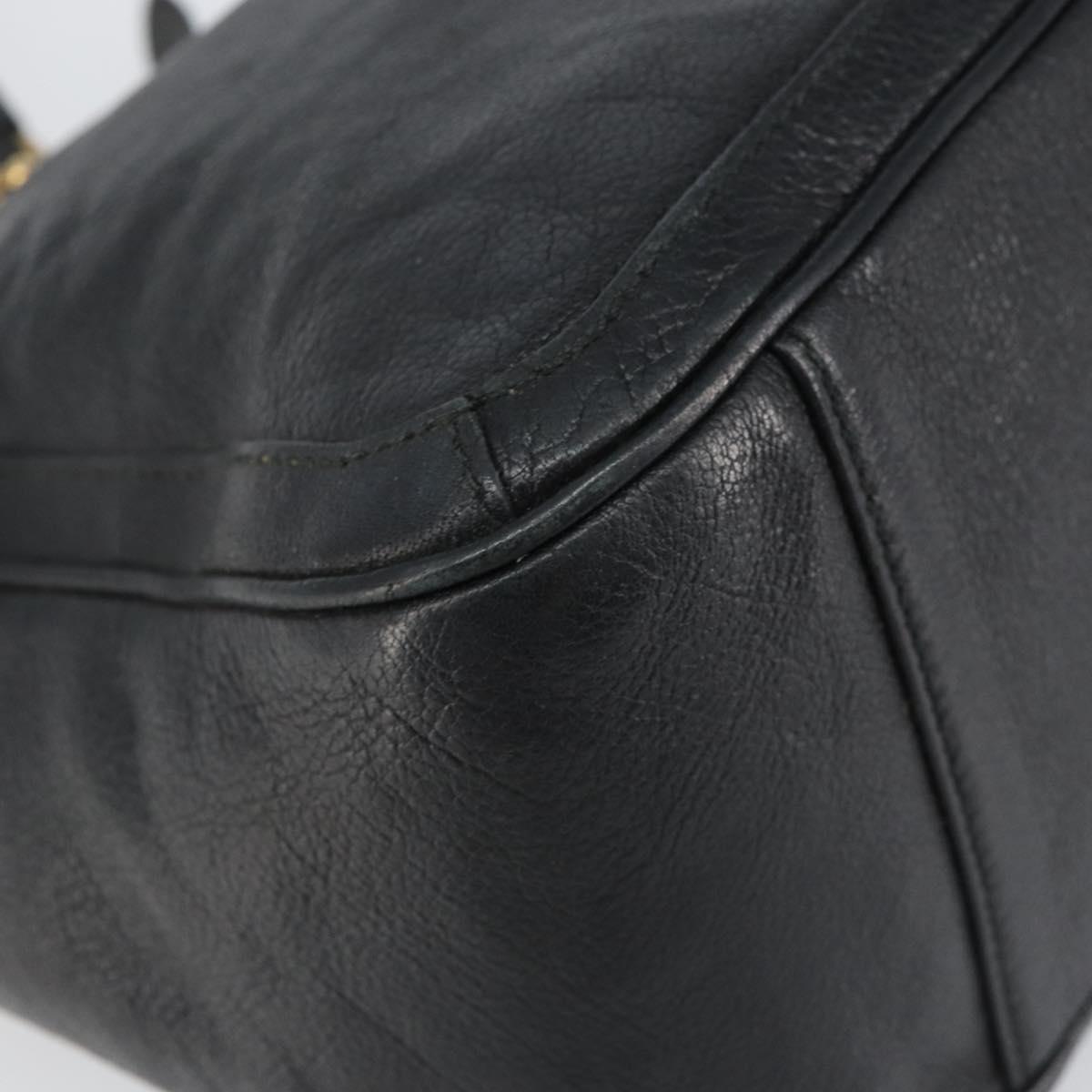 Salvatore Ferragamo Hand Bag Leather Black Gold Auth ka483