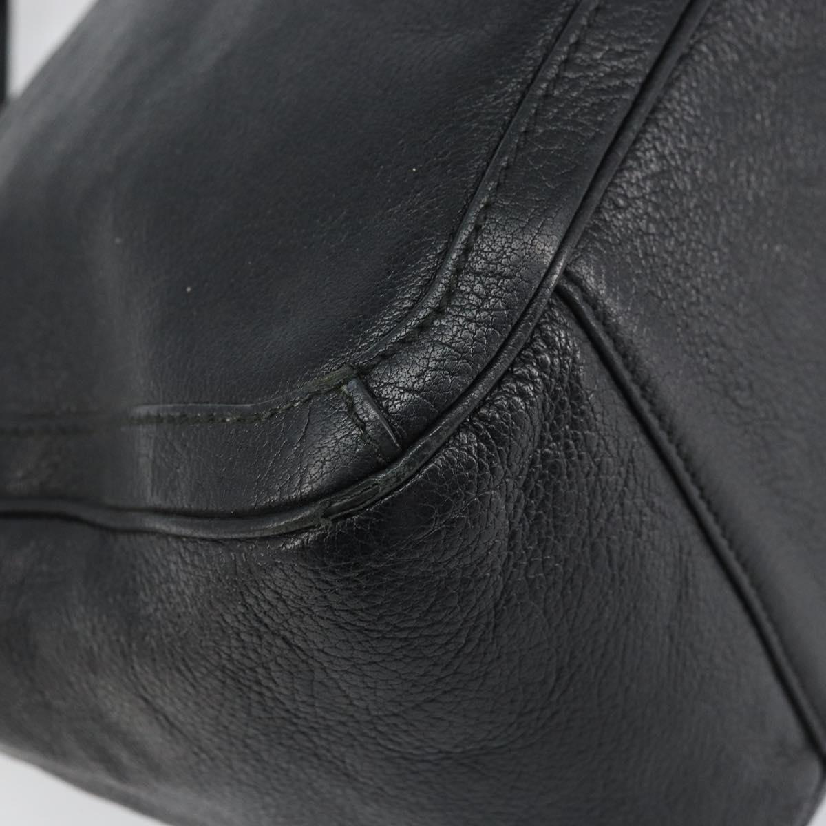 Salvatore Ferragamo Hand Bag Leather Black Gold Auth ka483