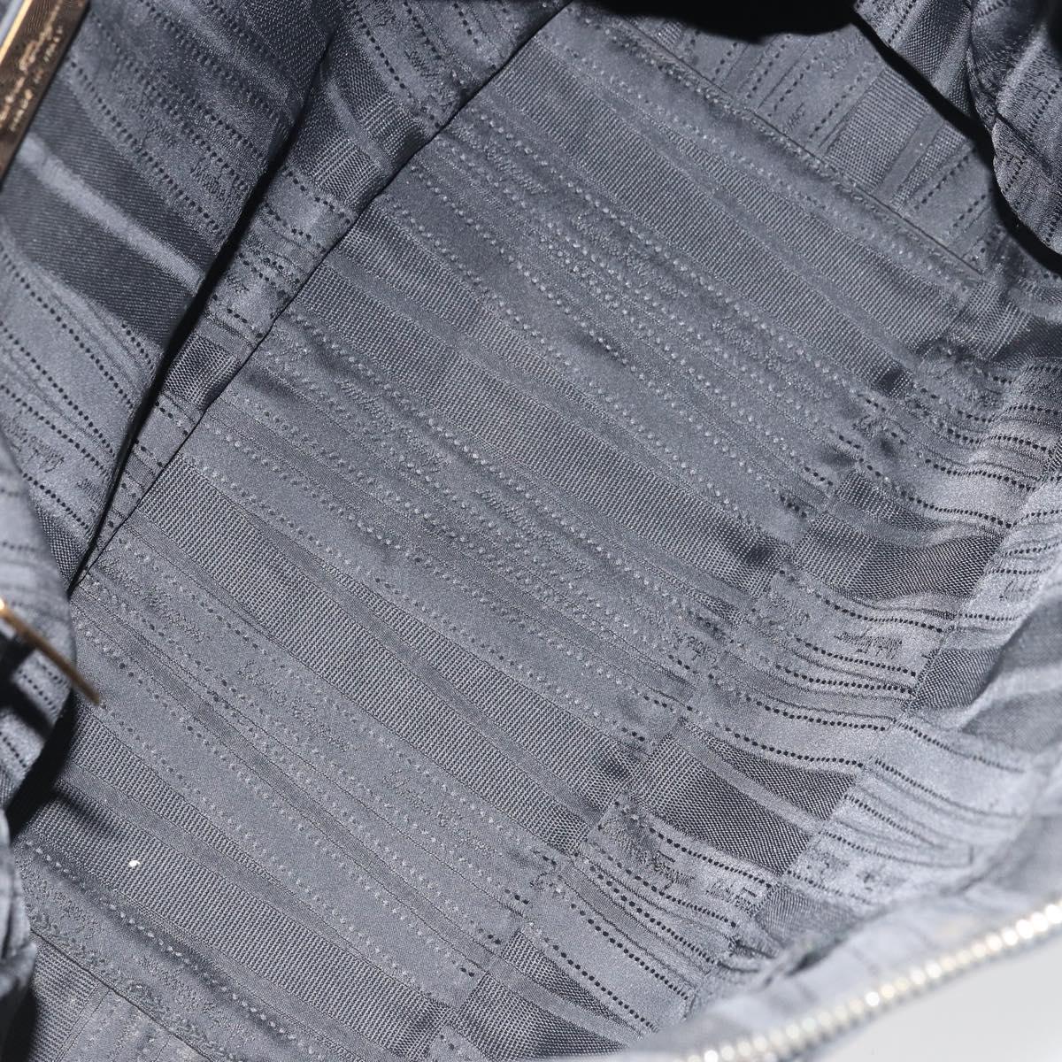 Salvatore Ferragamo Hand Bag Leather Black Gold Auth ka483