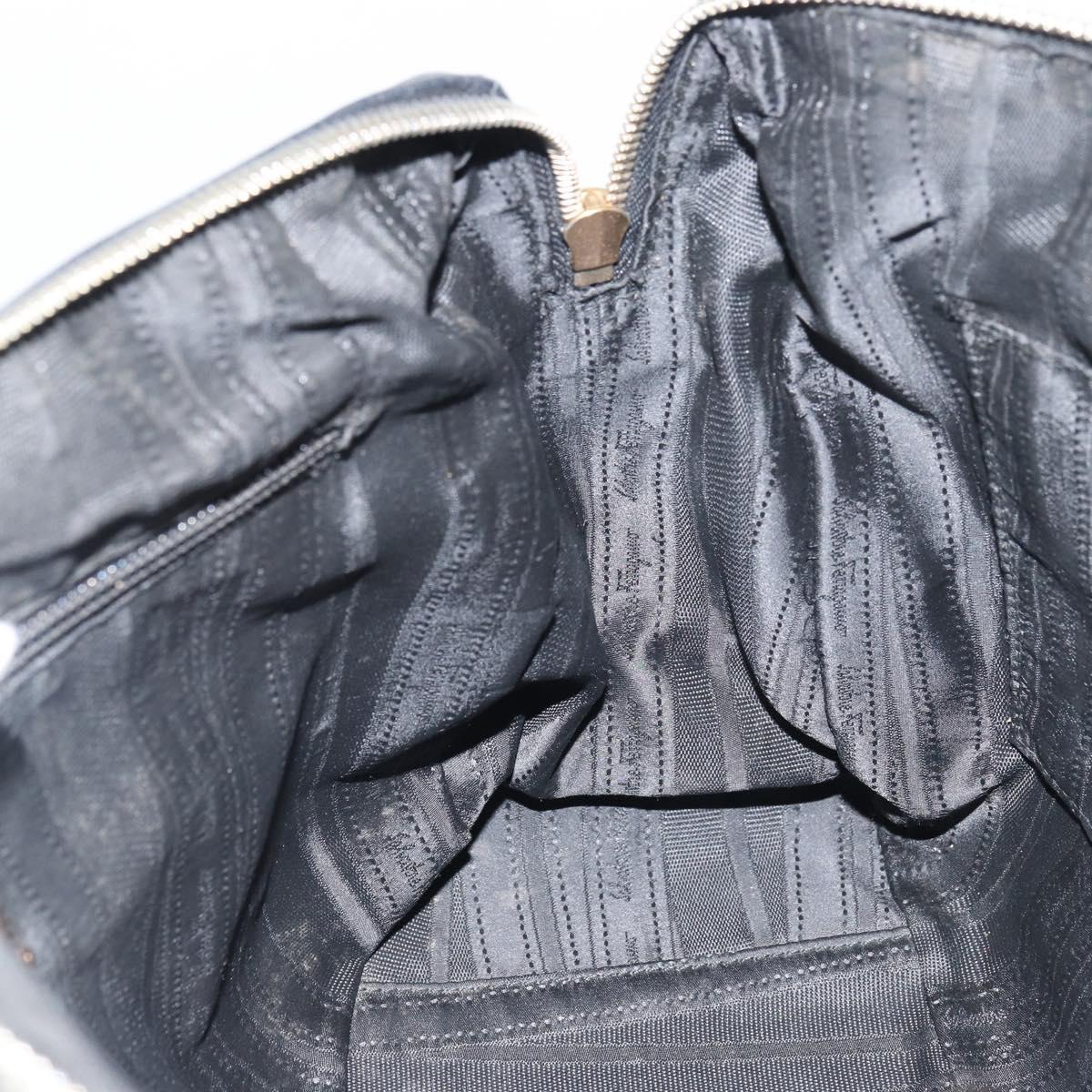 Salvatore Ferragamo Hand Bag Leather Black Gold Auth ka483