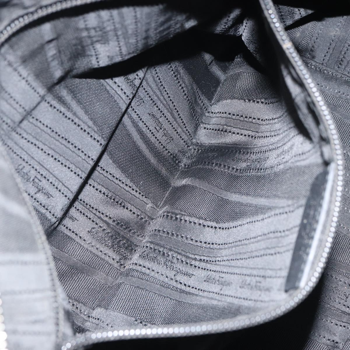 Salvatore Ferragamo Hand Bag Leather Black Gold Auth ka483