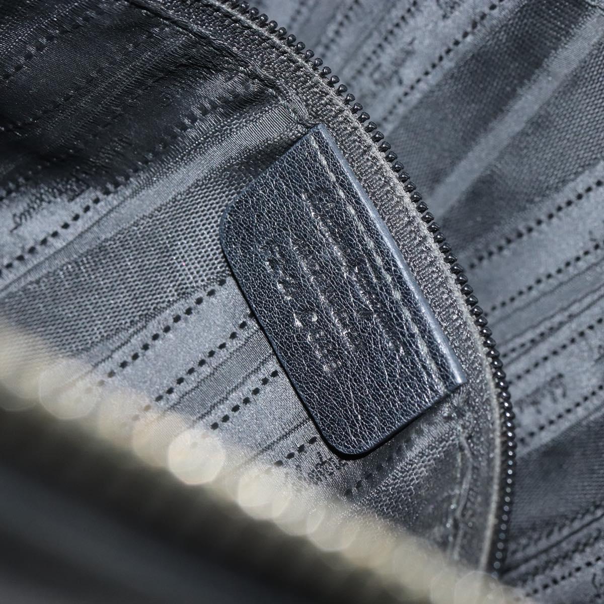 Salvatore Ferragamo Hand Bag Leather Black Gold Auth ka483