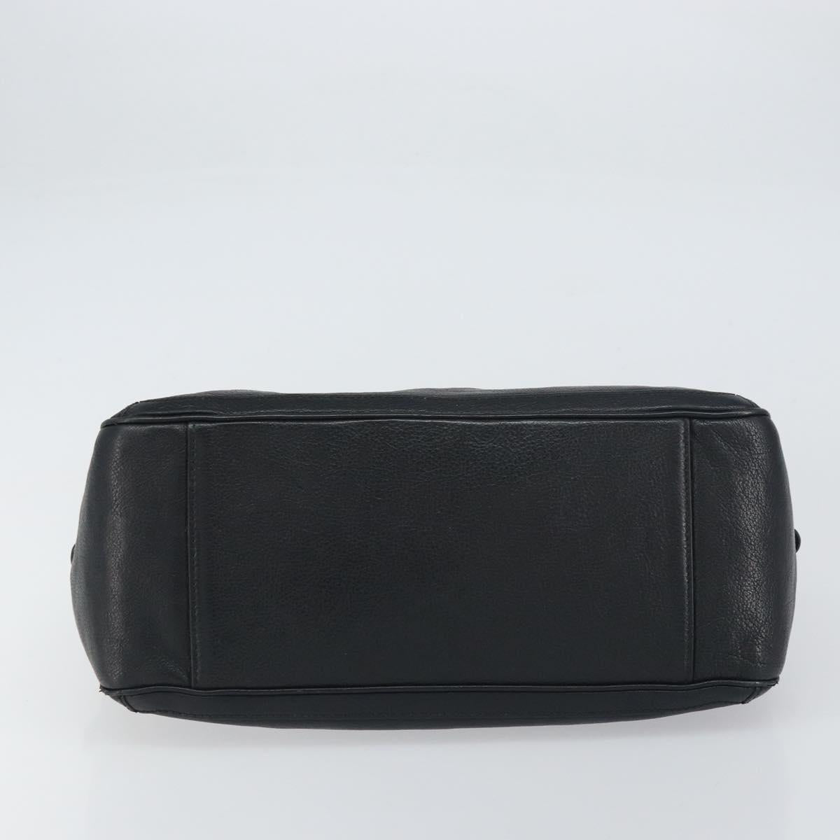 Salvatore Ferragamo Hand Bag Leather Black Gold Auth ka483