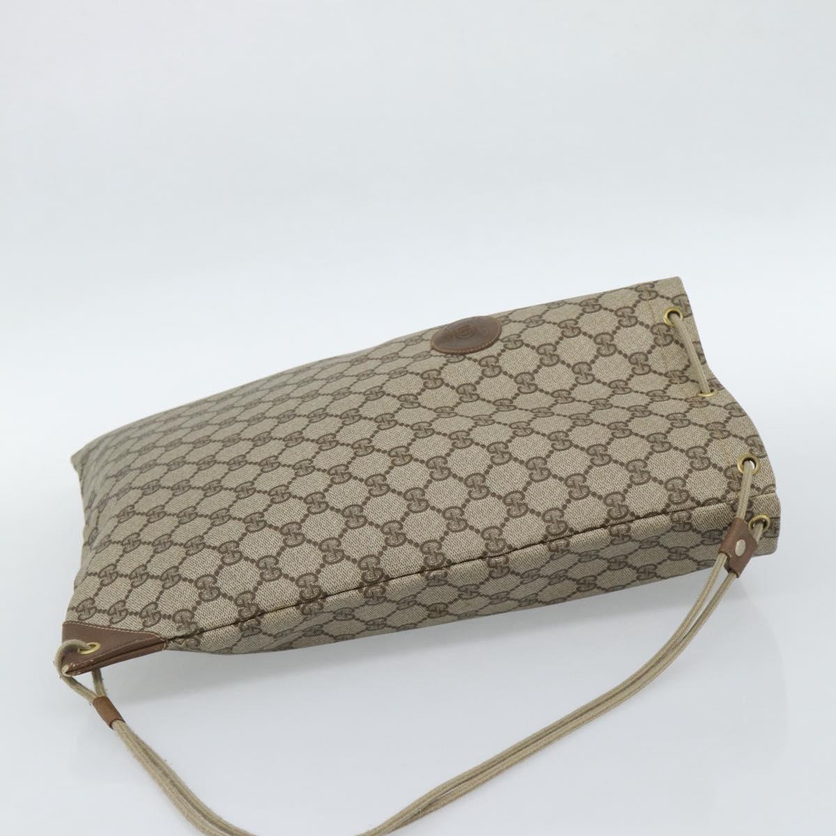 GUCCI GG Supreme Shoulder Bag PVC Beige Gold 97 19 302 Auth ka4830