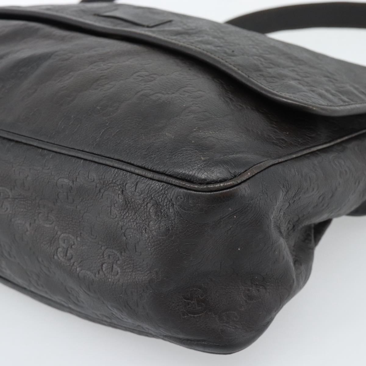 GUCCI GG Canvas Guccissima Shoulder Bag Leather Black Gold 223665 Auth ka4832