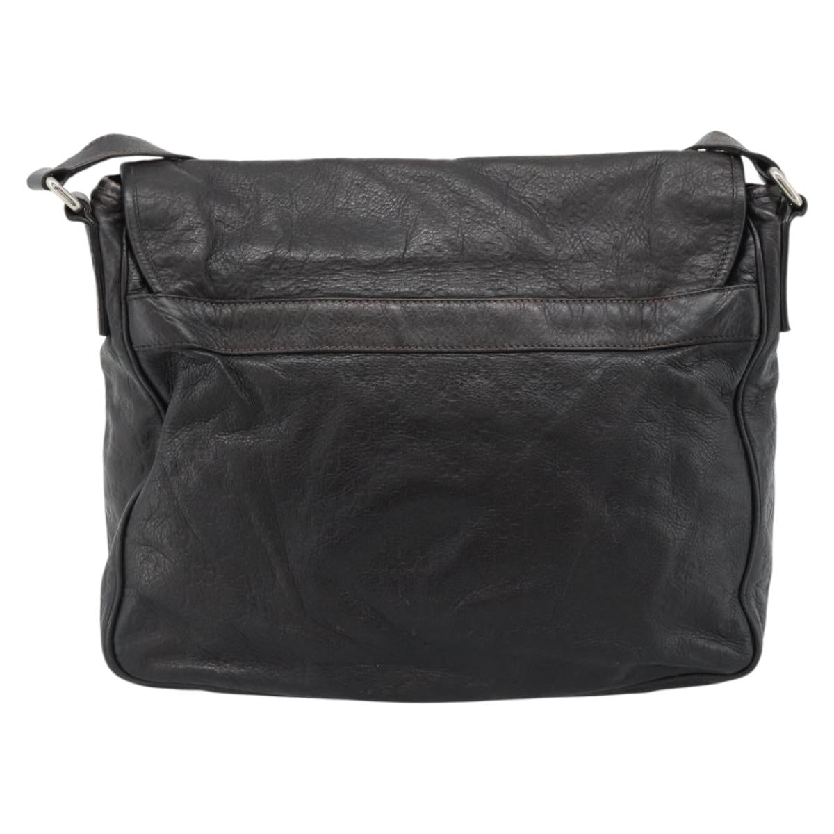 GUCCI GG Canvas Guccissima Shoulder Bag Leather Black Gold 223665 Auth ka4832