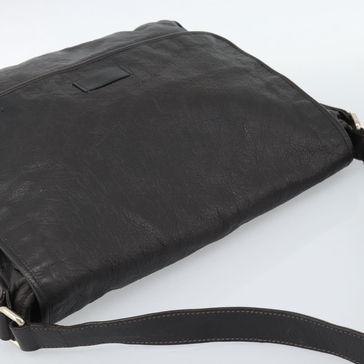 GUCCI GG Canvas Guccissima Shoulder Bag Leather Black Gold 223665 Auth ka4832