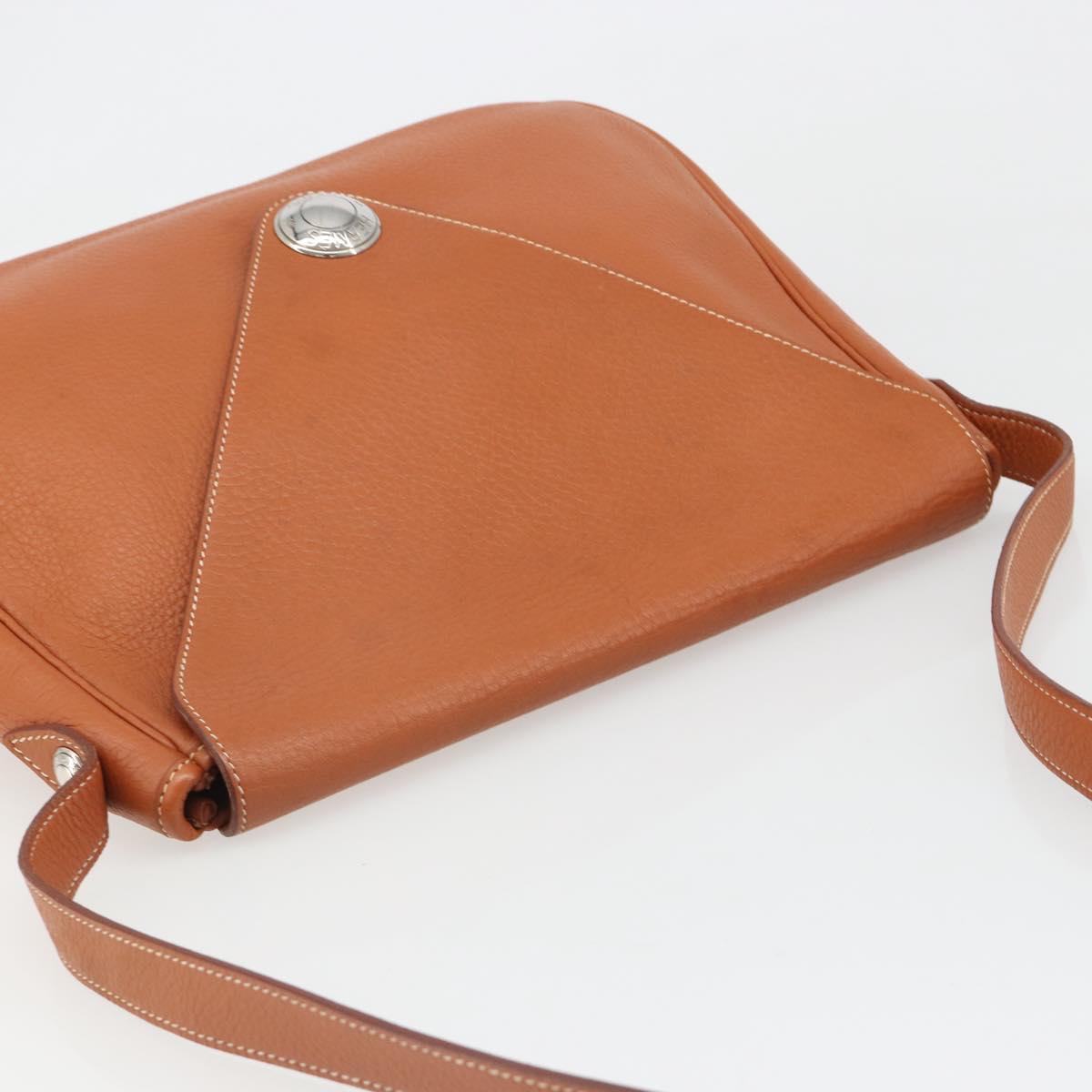 HERMES Christine Fjord Shoulder Bag Taurillon Leather Brown Auth ka4835SAV
