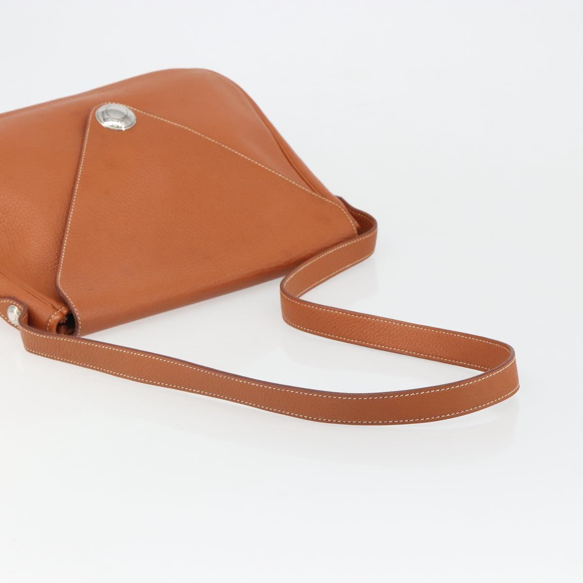 HERMES Christine Fjord Shoulder Bag Taurillon Leather Brown Auth ka4835SAV
