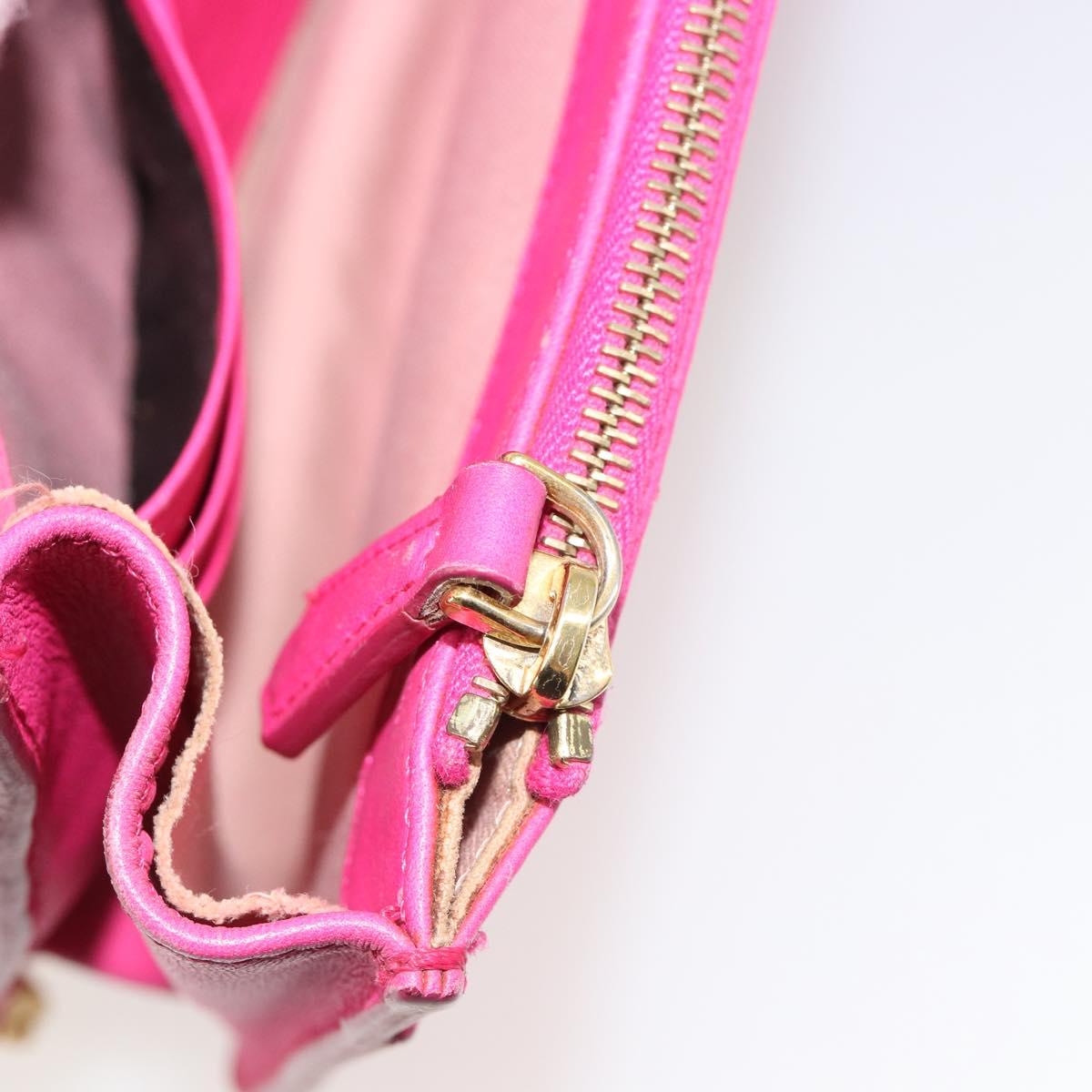FENDI Chain Shoulder Bag Leather Pink Gold Auth ka4836A
