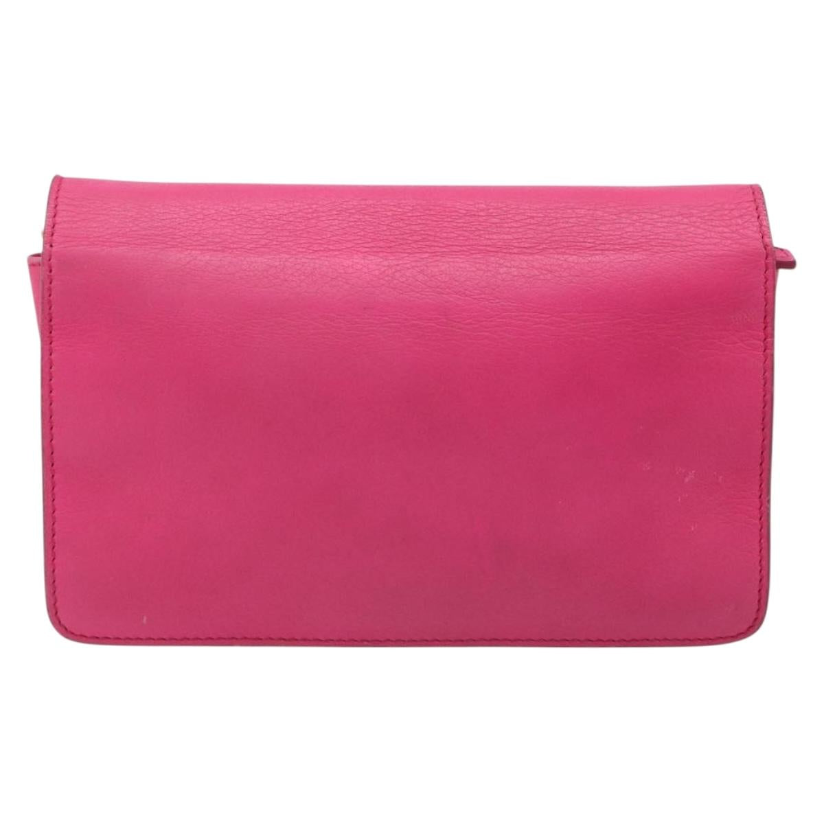 FENDI Chain Shoulder Bag Leather Pink Gold Auth ka4836A