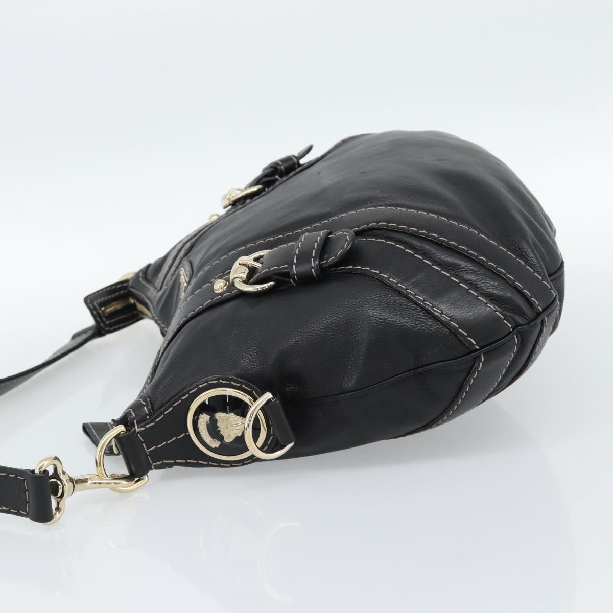 GUCCI Shoulder Bag Leather Black Gold 223937 Auth ka4841V