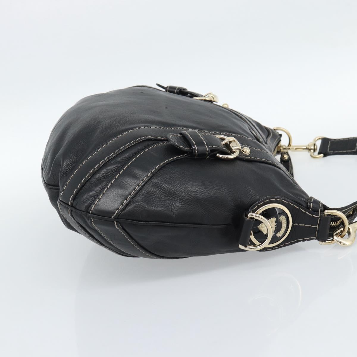 GUCCI Shoulder Bag Leather Black Gold 223937 Auth ka4841V