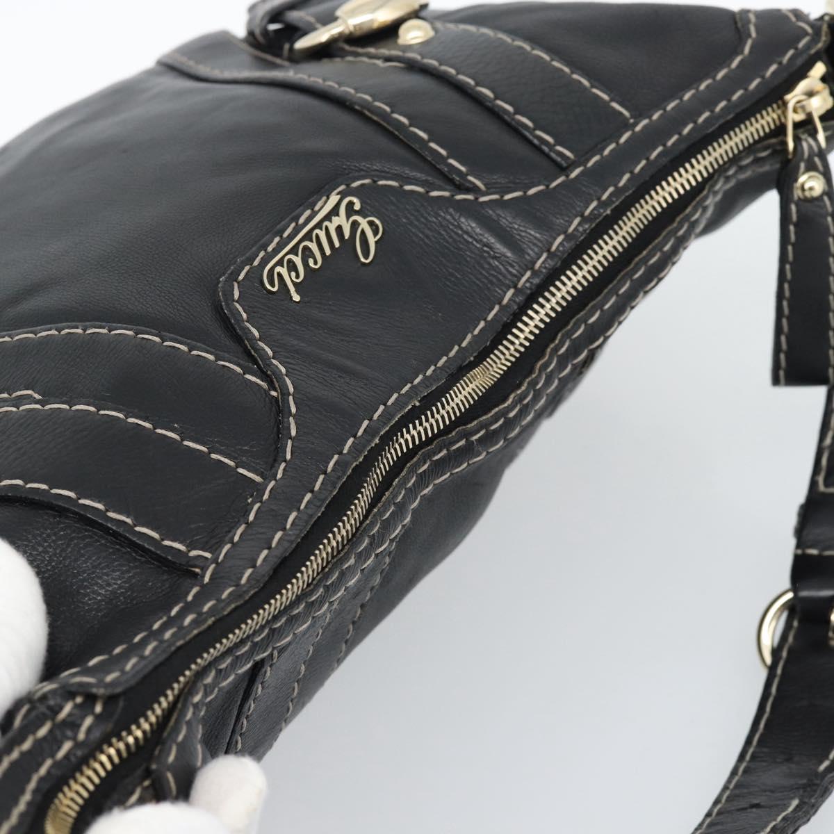 GUCCI Shoulder Bag Leather Black Gold 223937 Auth ka4841V