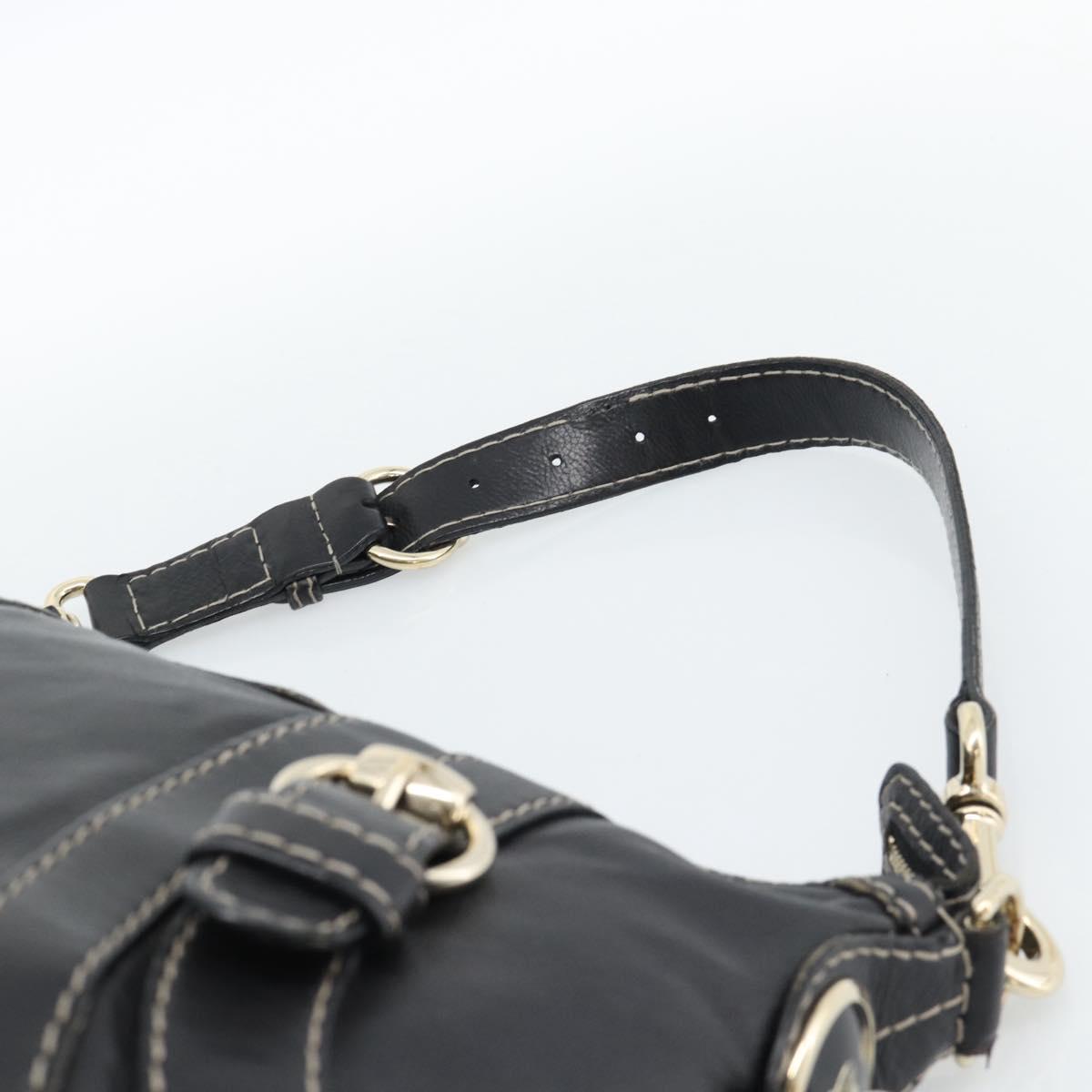 GUCCI Shoulder Bag Leather Black Gold 223937 Auth ka4841V