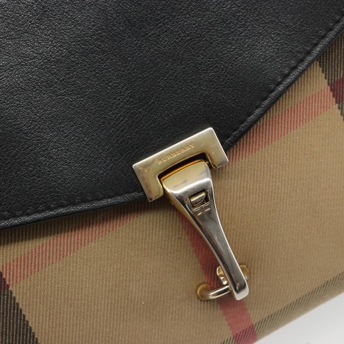 BURBERRY Nova Check Shoulder Bag Canvas Leather Beige Gold Auth ka4843