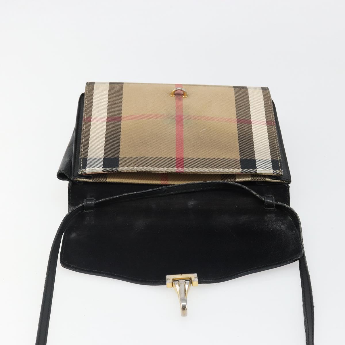 BURBERRY Nova Check Shoulder Bag Canvas Leather Beige Gold Auth ka4843