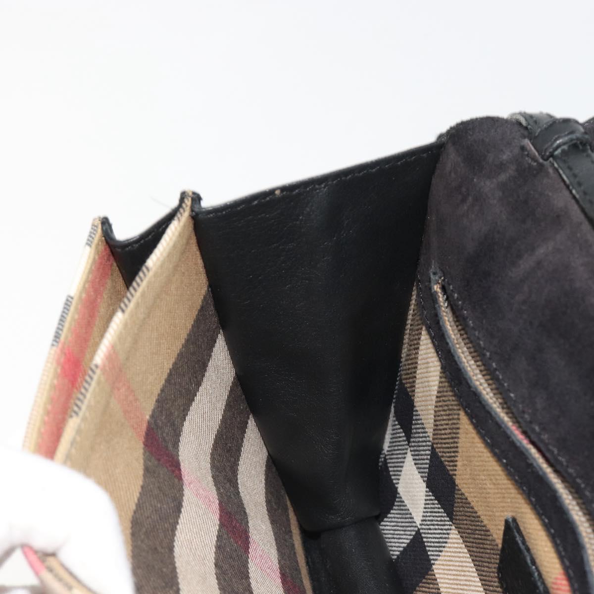 BURBERRY Nova Check Shoulder Bag Canvas Leather Beige Gold Auth ka4843