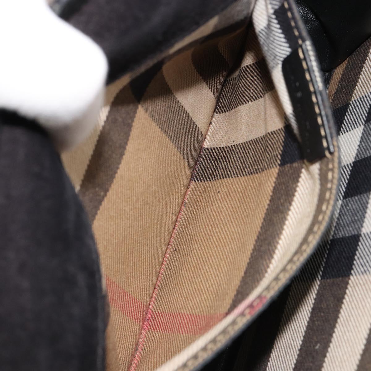 BURBERRY Nova Check Shoulder Bag Canvas Leather Beige Gold Auth ka4843