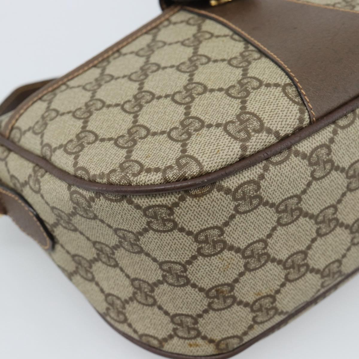 GUCCI GG Supreme Web Sherry Line Bag PVC Beige Gold 001 58 6177 4023 Auth ka4844