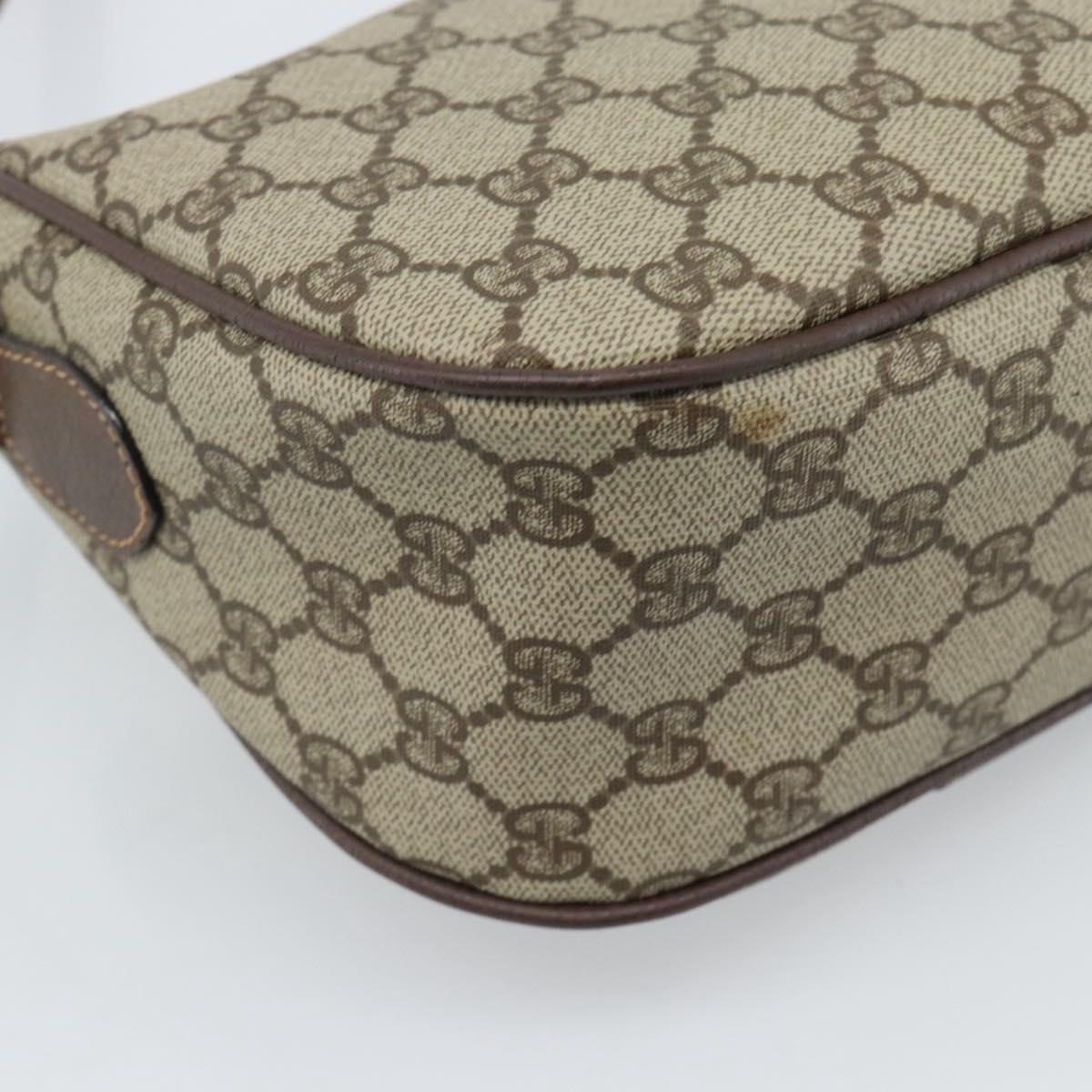 GUCCI GG Supreme Web Sherry Line Bag PVC Beige Gold 001 58 6177 4023 Auth ka4844