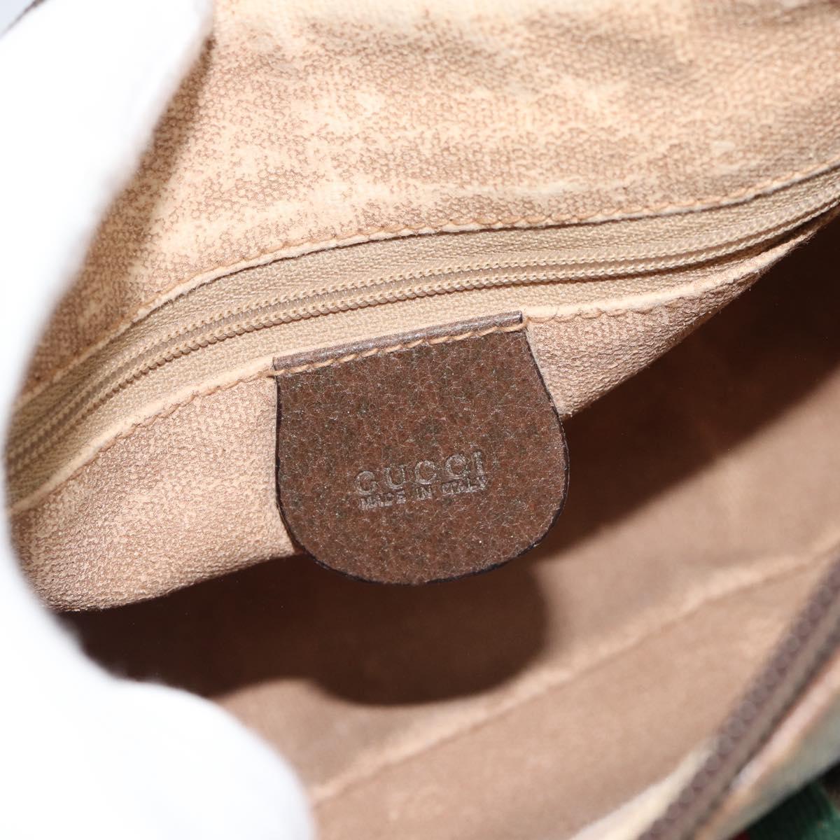 GUCCI GG Supreme Web Sherry Line Bag PVC Beige Gold 001 58 6177 4023 Auth ka4844