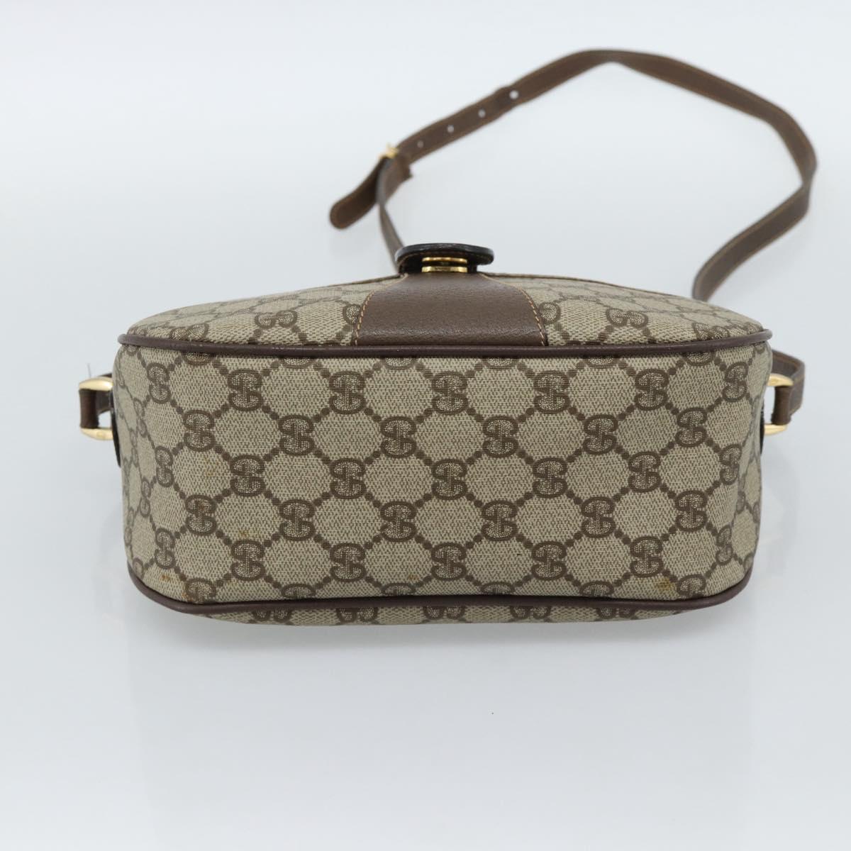 GUCCI GG Supreme Web Sherry Line Bag PVC Beige Gold 001 58 6177 4023 Auth ka4844