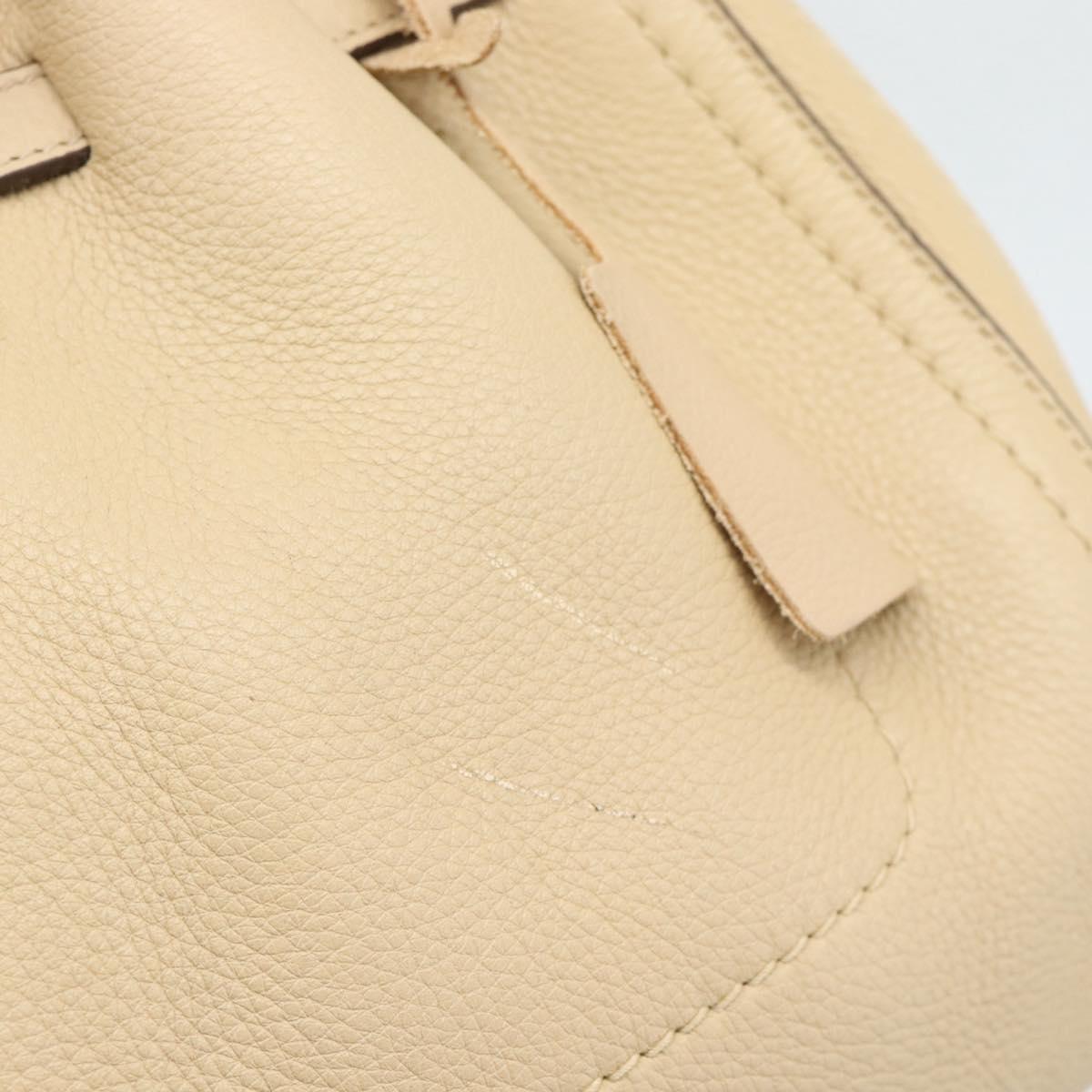 Salvatore Ferragamo Gancini Hand Bag Leather 2way Beige Gold Auth ka4845A