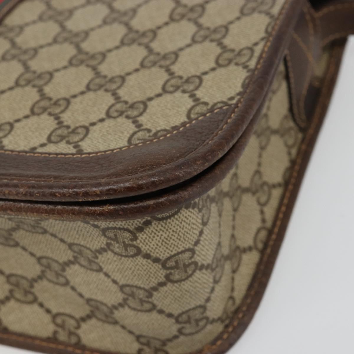 GUCCI GG Supreme Web Sherry Line Bag PVC Beige Gold 001 104 0551 Auth ka4846