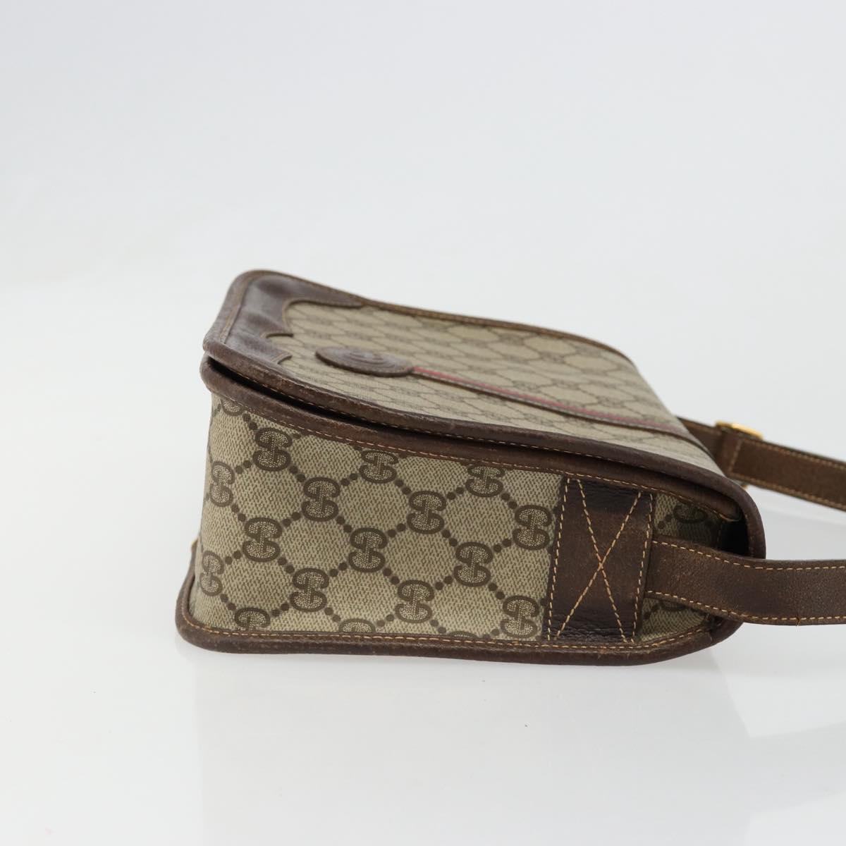 GUCCI GG Supreme Web Sherry Line Bag PVC Beige Gold 001 104 0551 Auth ka4846