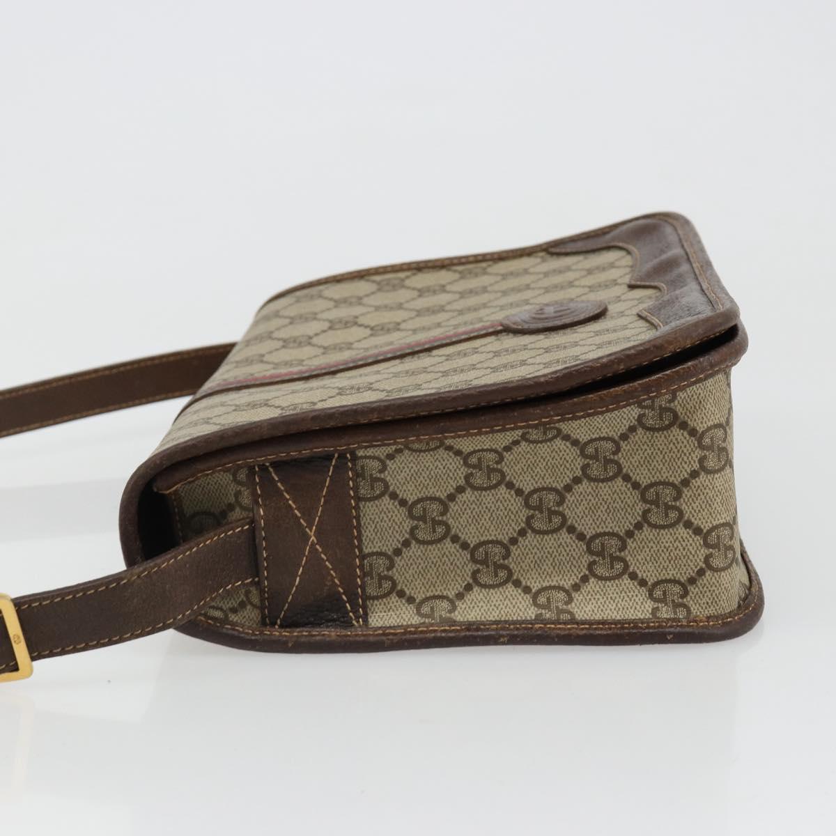 GUCCI GG Supreme Web Sherry Line Bag PVC Beige Gold 001 104 0551 Auth ka4846