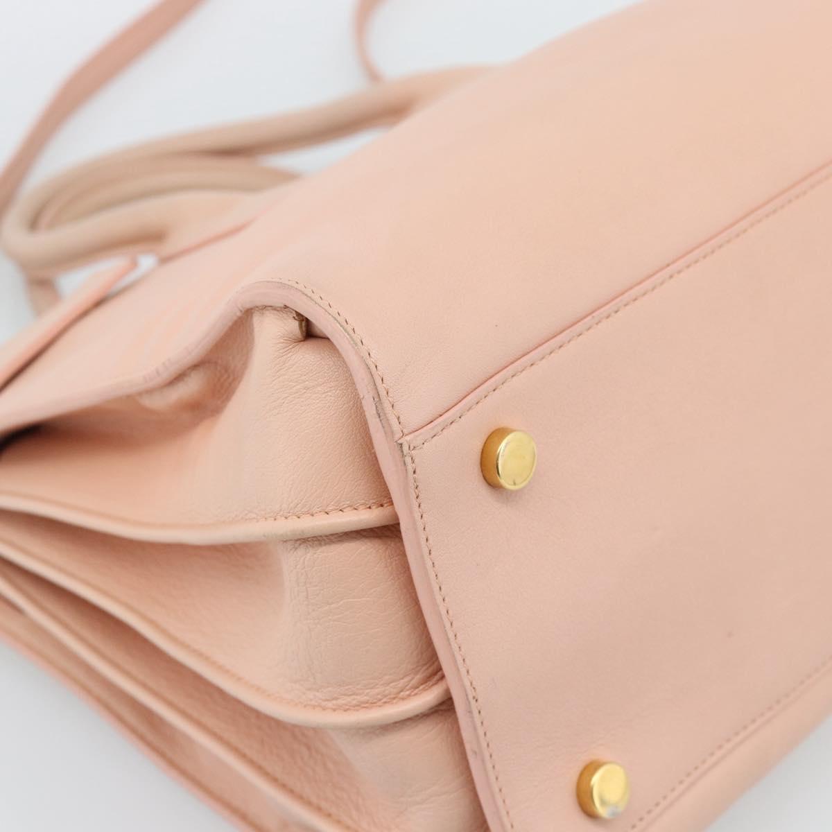 SAINT LAURENT Sac De Jules Hand Bag Leather 2way Pink Gold Auth ka4847V