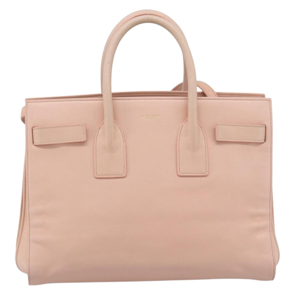SAINT LAURENT Sac De Jules Hand Bag Leather 2way Pink Gold Auth ka4847V