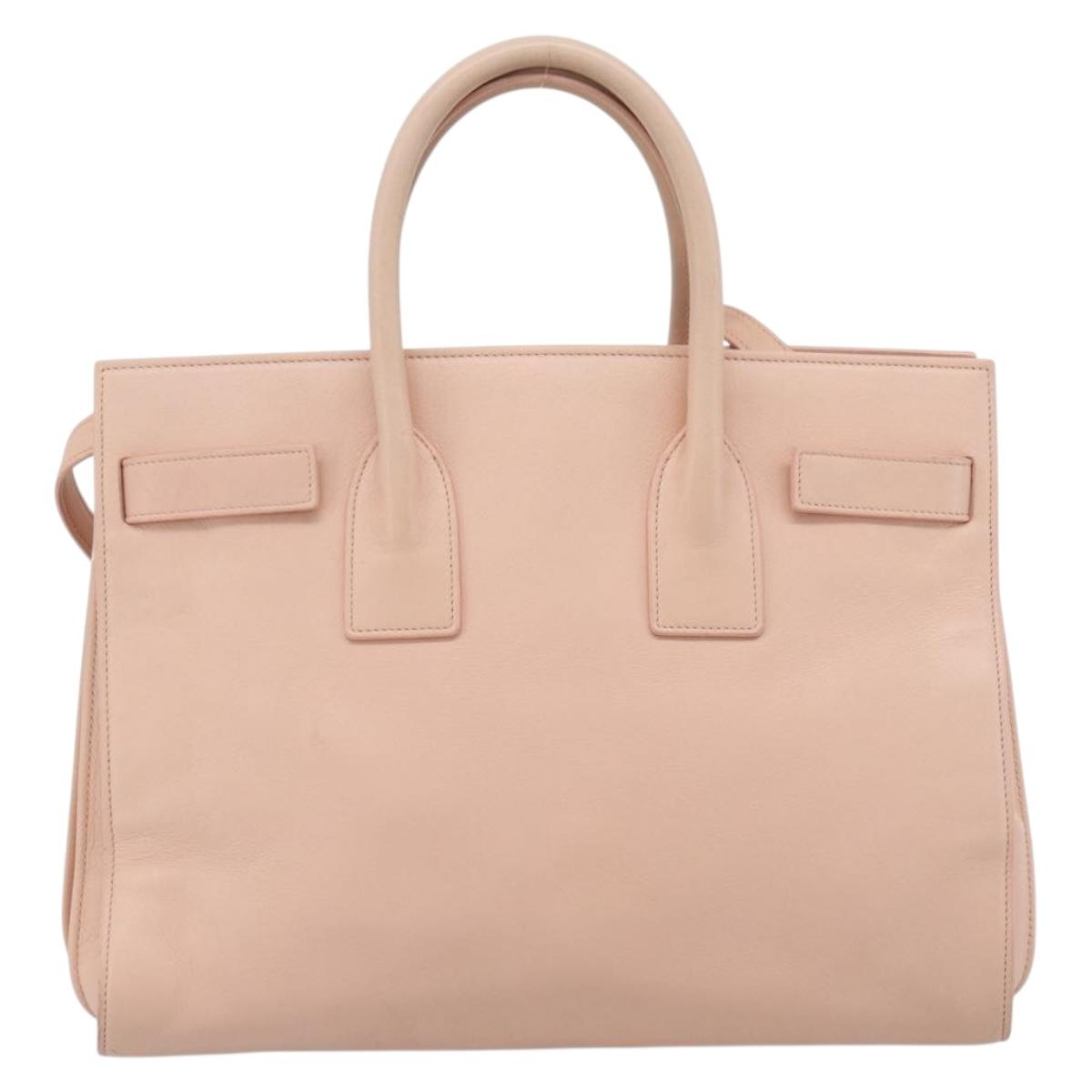 SAINT LAURENT Sac De Jules Hand Bag Leather 2way Pink Gold Auth ka4847V
