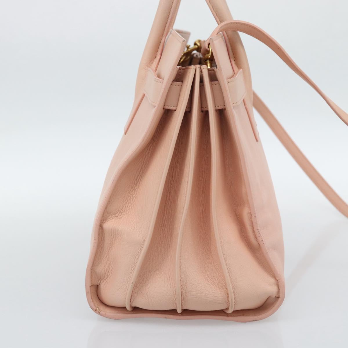 SAINT LAURENT Sac De Jules Hand Bag Leather 2way Pink Gold Auth ka4847V