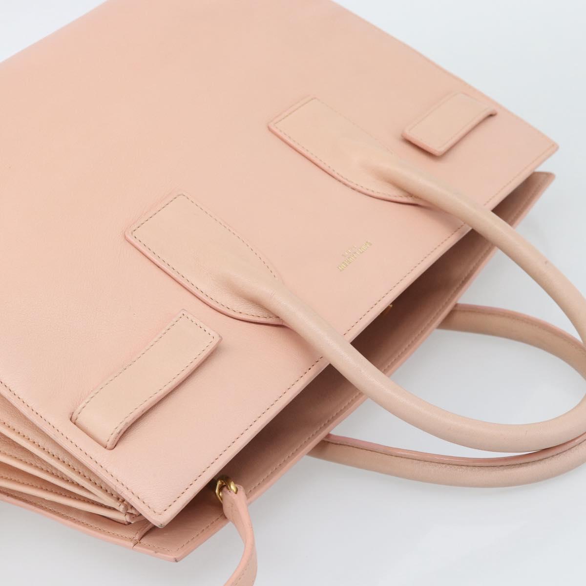 SAINT LAURENT Sac De Jules Hand Bag Leather 2way Pink Gold Auth ka4847V