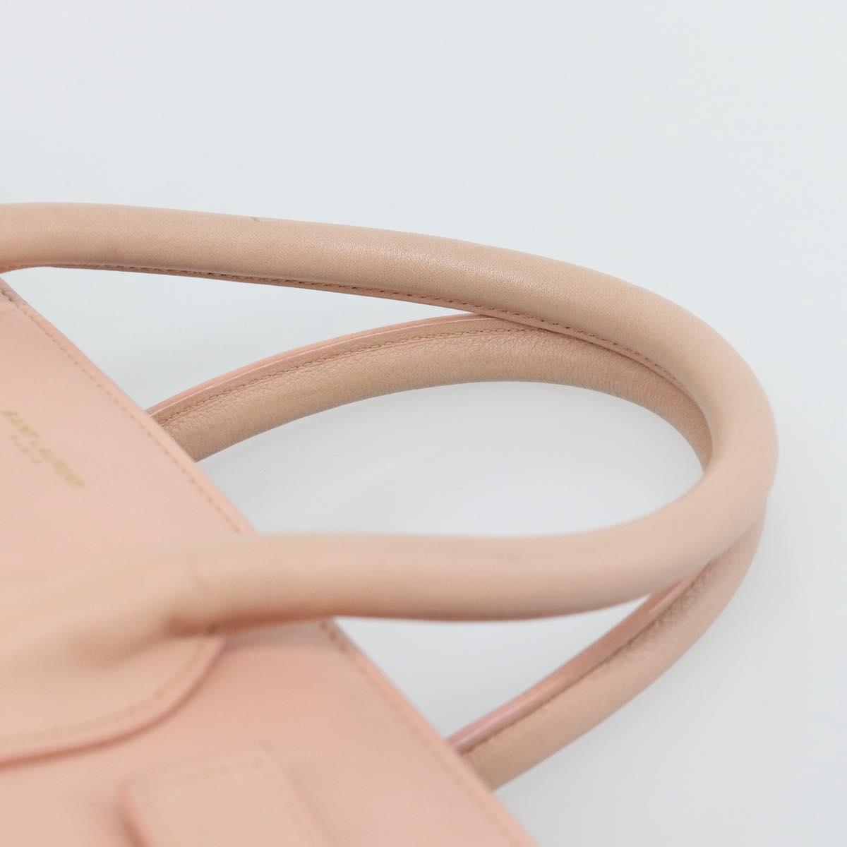 SAINT LAURENT Sac De Jules Hand Bag Leather 2way Pink Gold Auth ka4847V