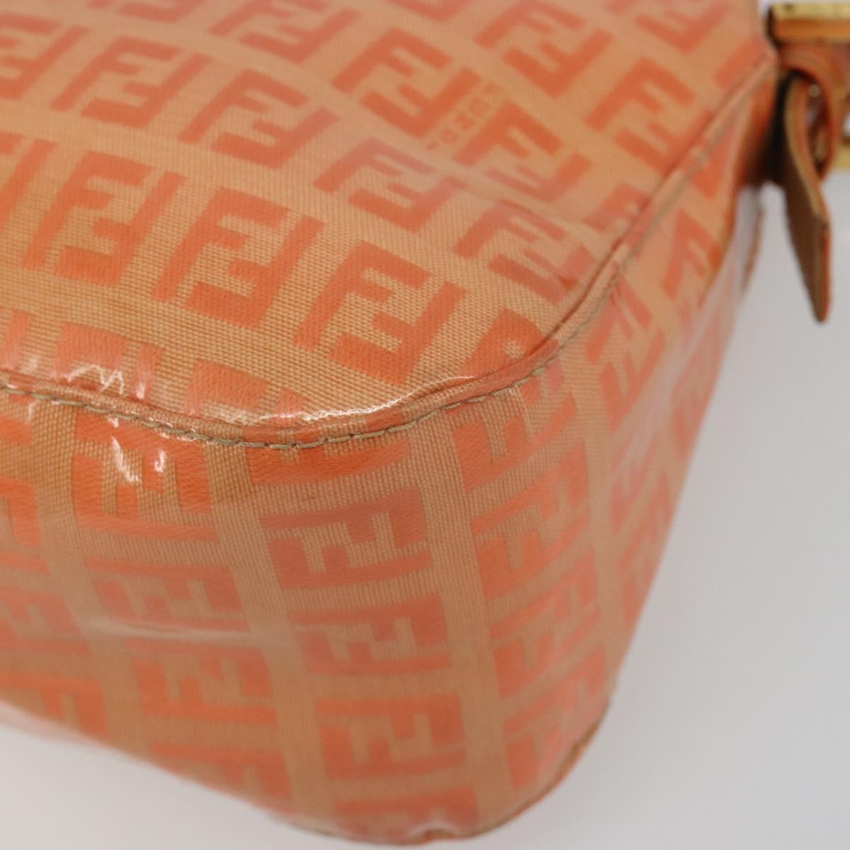 FENDI Zucchino Canvas Mamma Baguette Shoulder Bag Orange Gold Auth ka4849A
