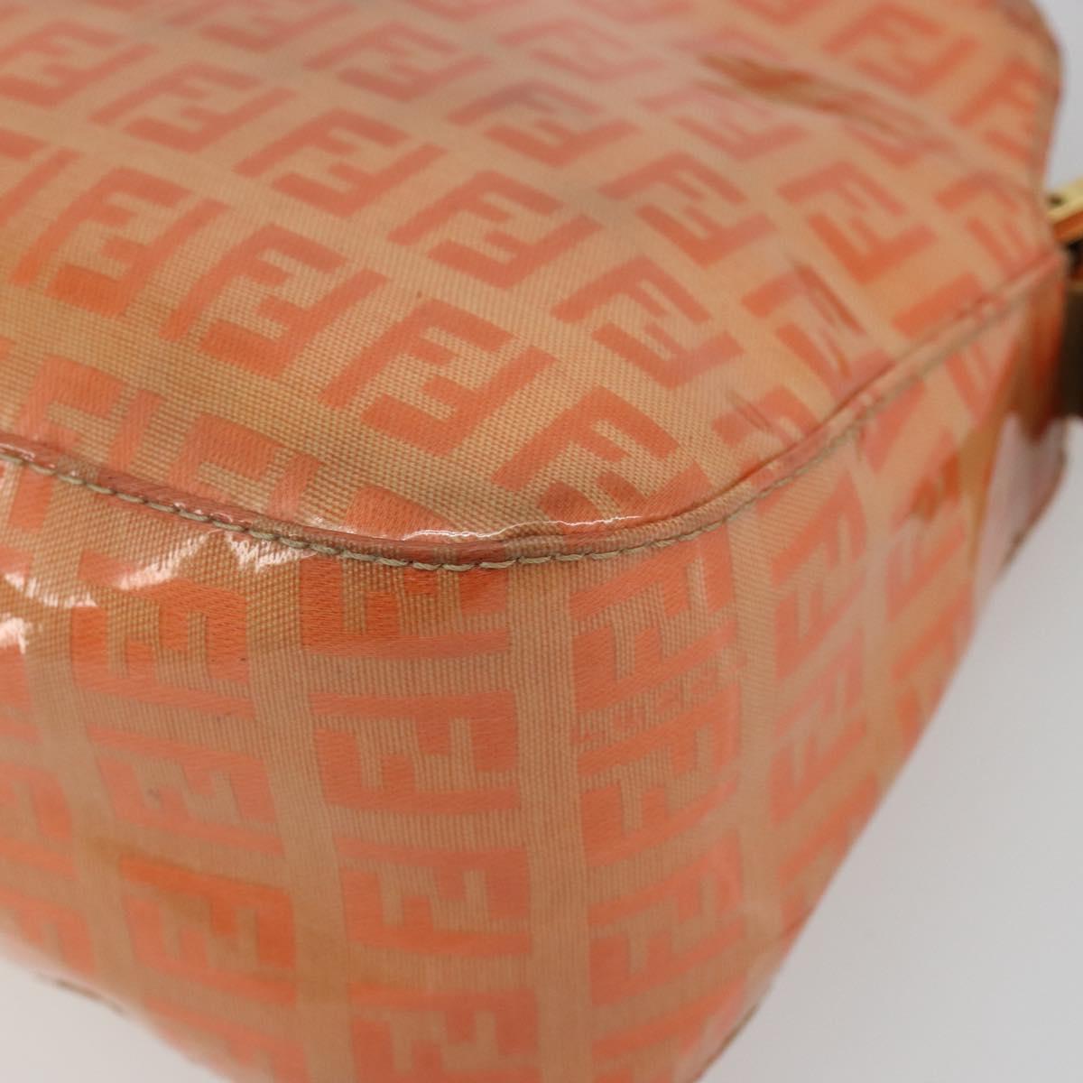 FENDI Zucchino Canvas Mamma Baguette Shoulder Bag Orange Gold Auth ka4849A