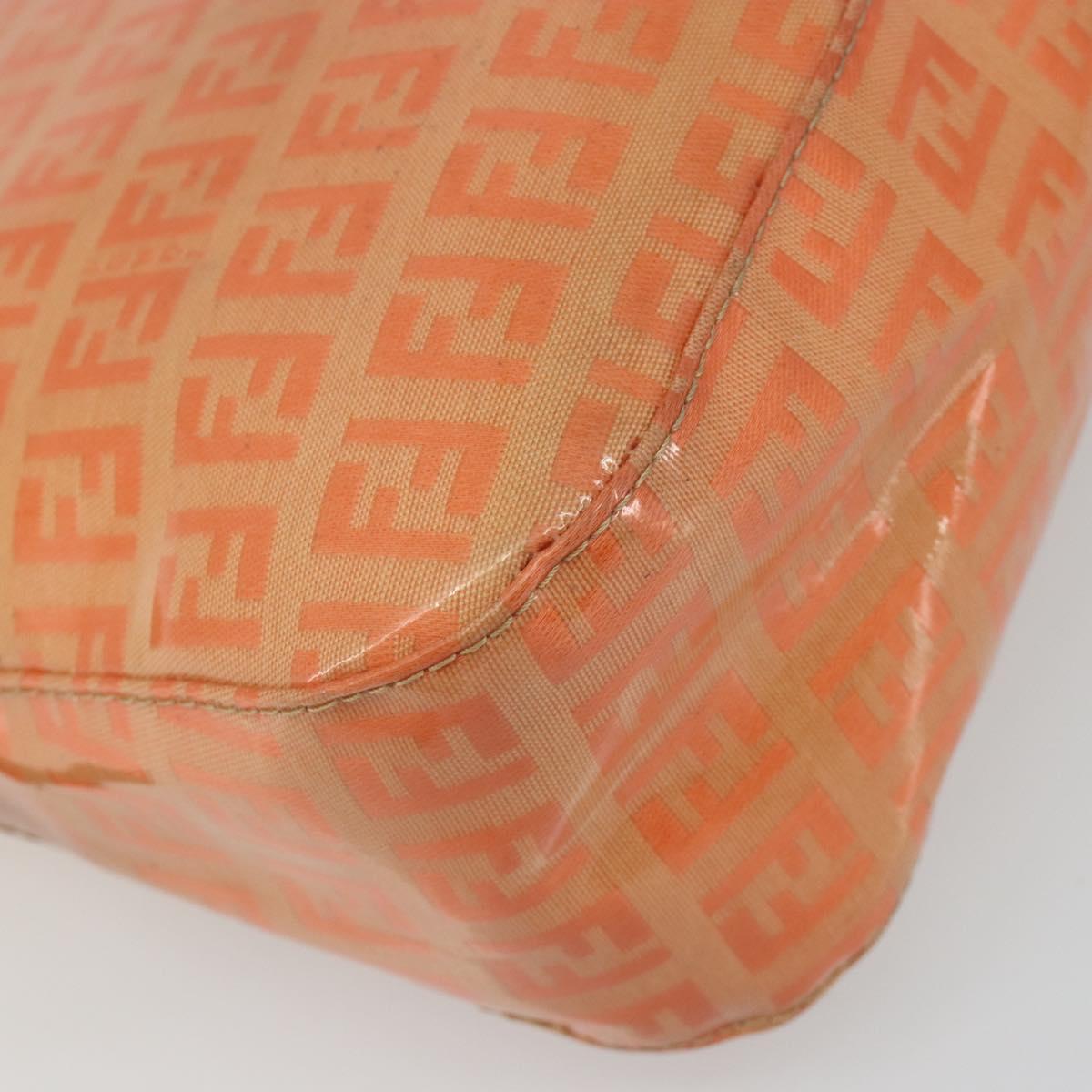 FENDI Zucchino Canvas Mamma Baguette Shoulder Bag Orange Gold Auth ka4849A