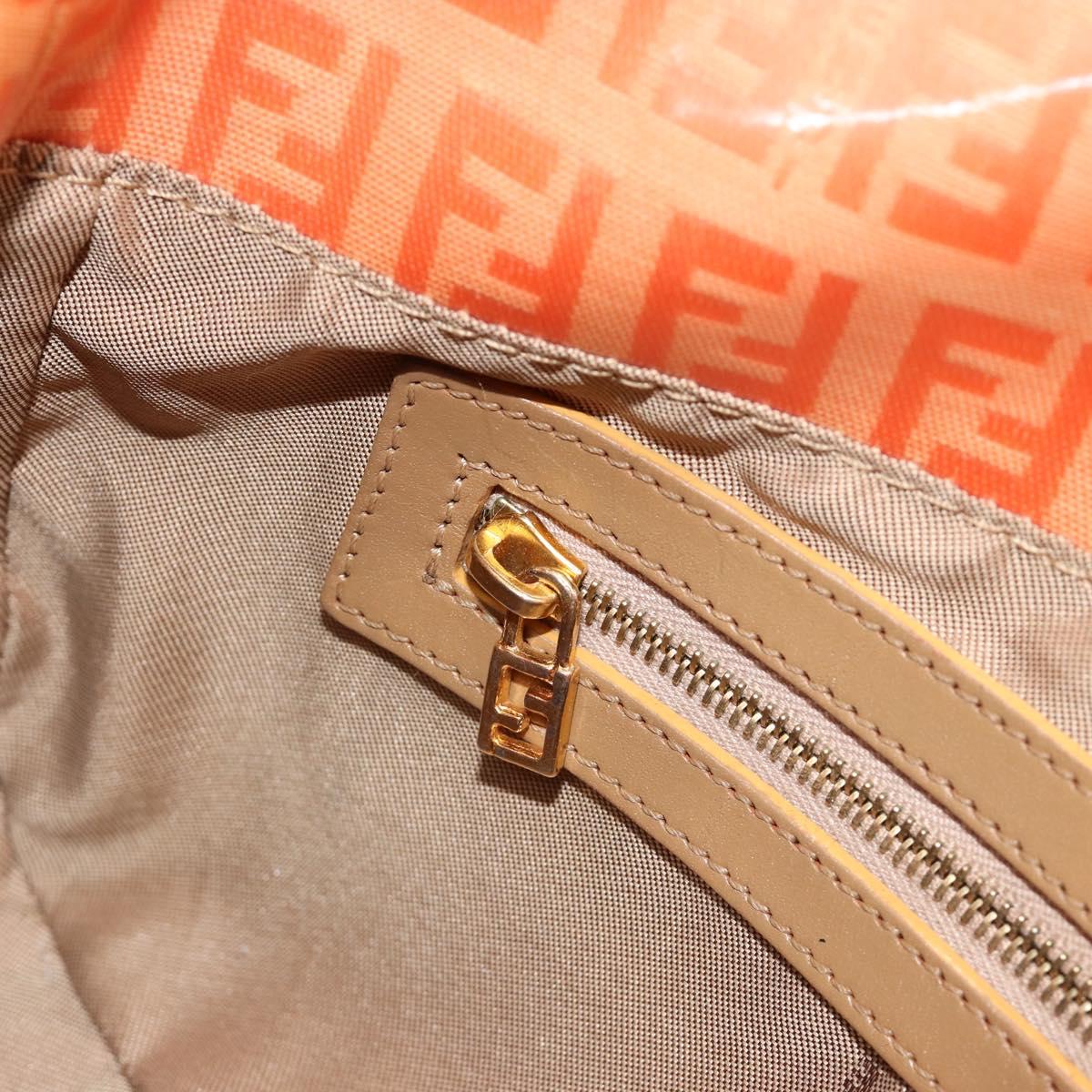 FENDI Zucchino Canvas Mamma Baguette Shoulder Bag Orange Gold Auth ka4849A