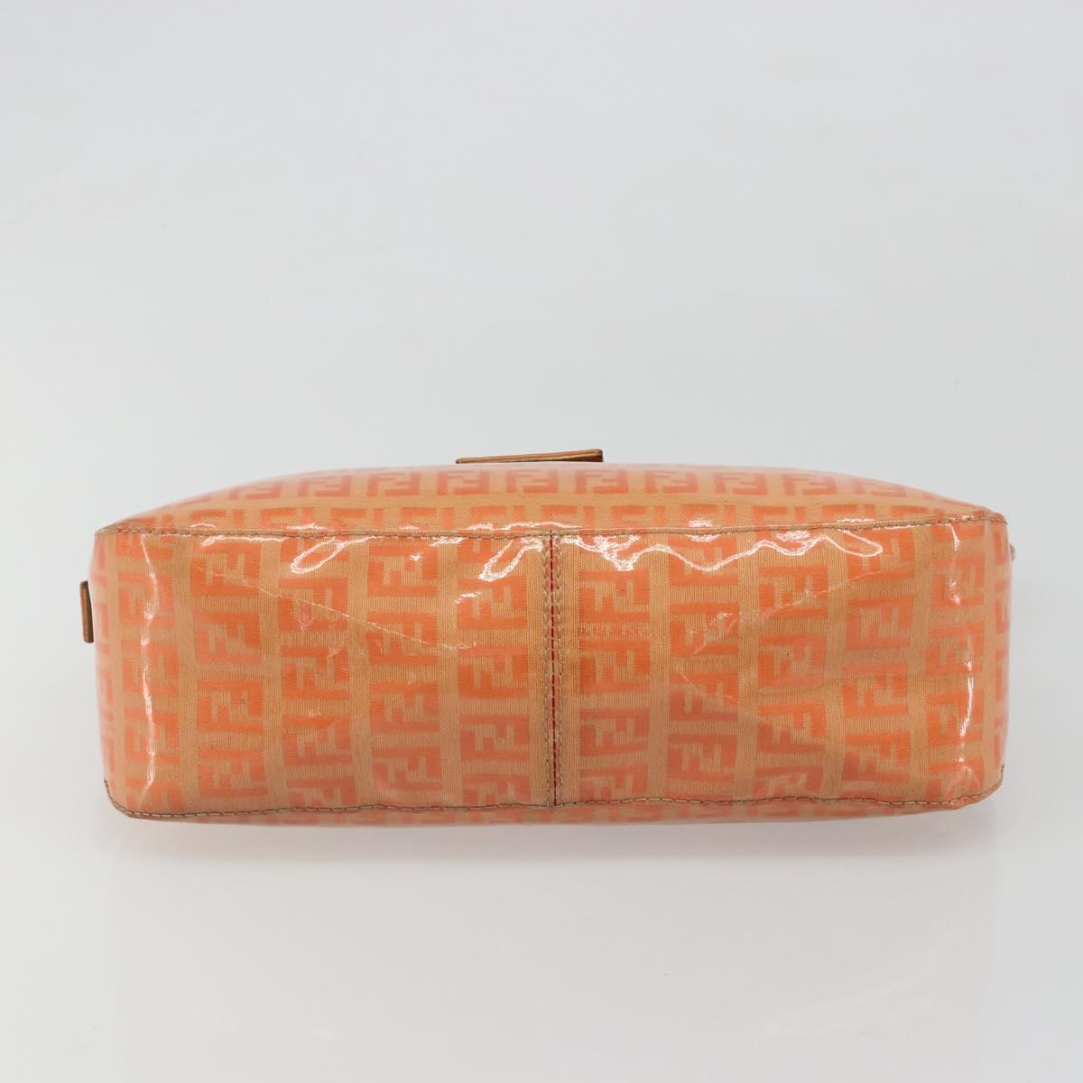 FENDI Zucchino Canvas Mamma Baguette Shoulder Bag Orange Gold Auth ka4849A