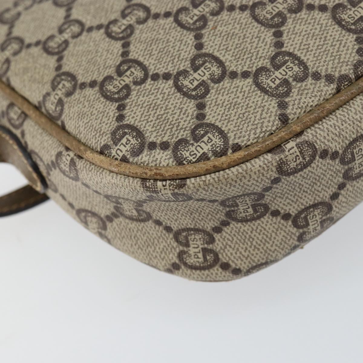 GUCCI GG Plus Supreme Shoulder Bag PVC Beige Gold Auth ka485