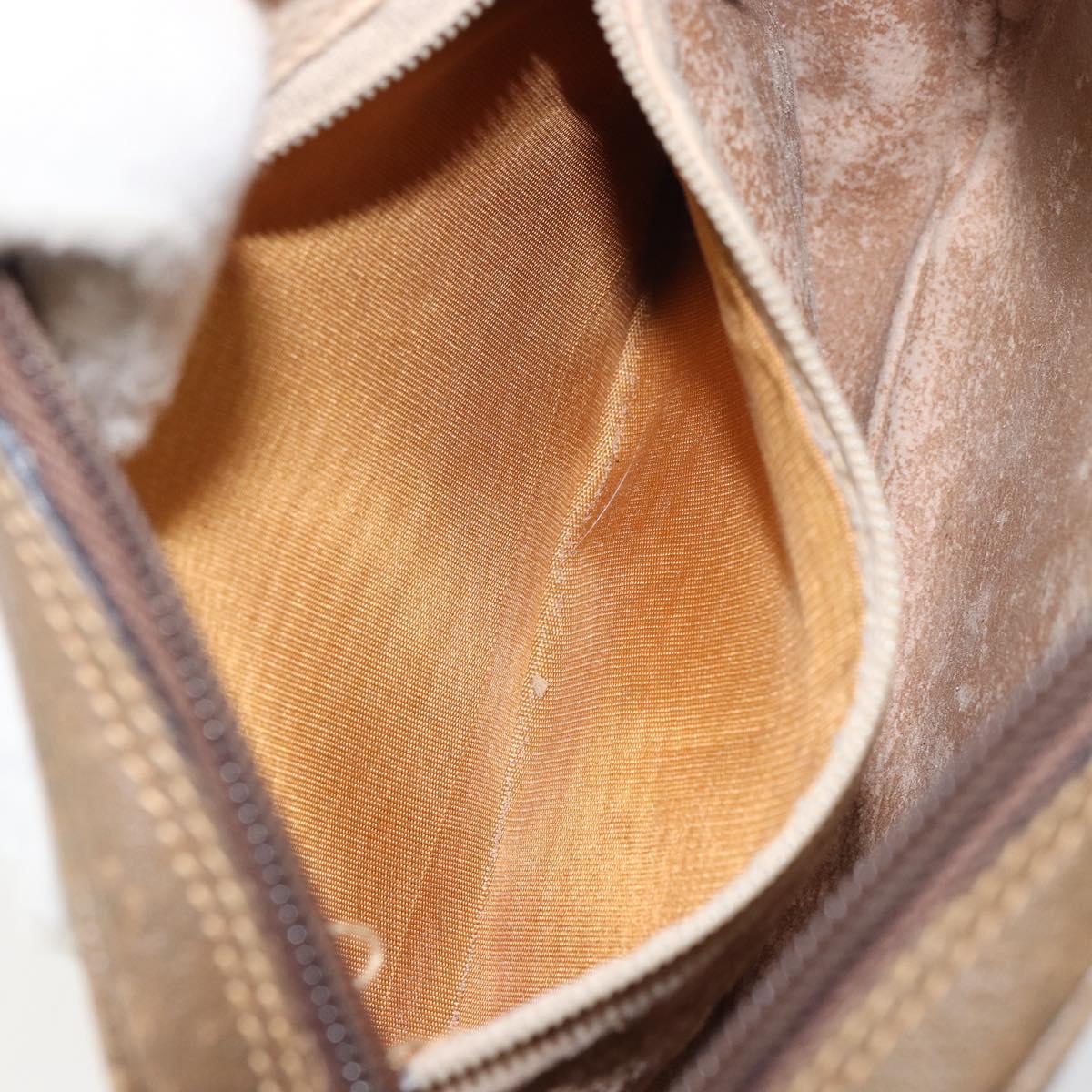 GUCCI GG Plus Supreme Shoulder Bag PVC Beige Gold Auth ka485