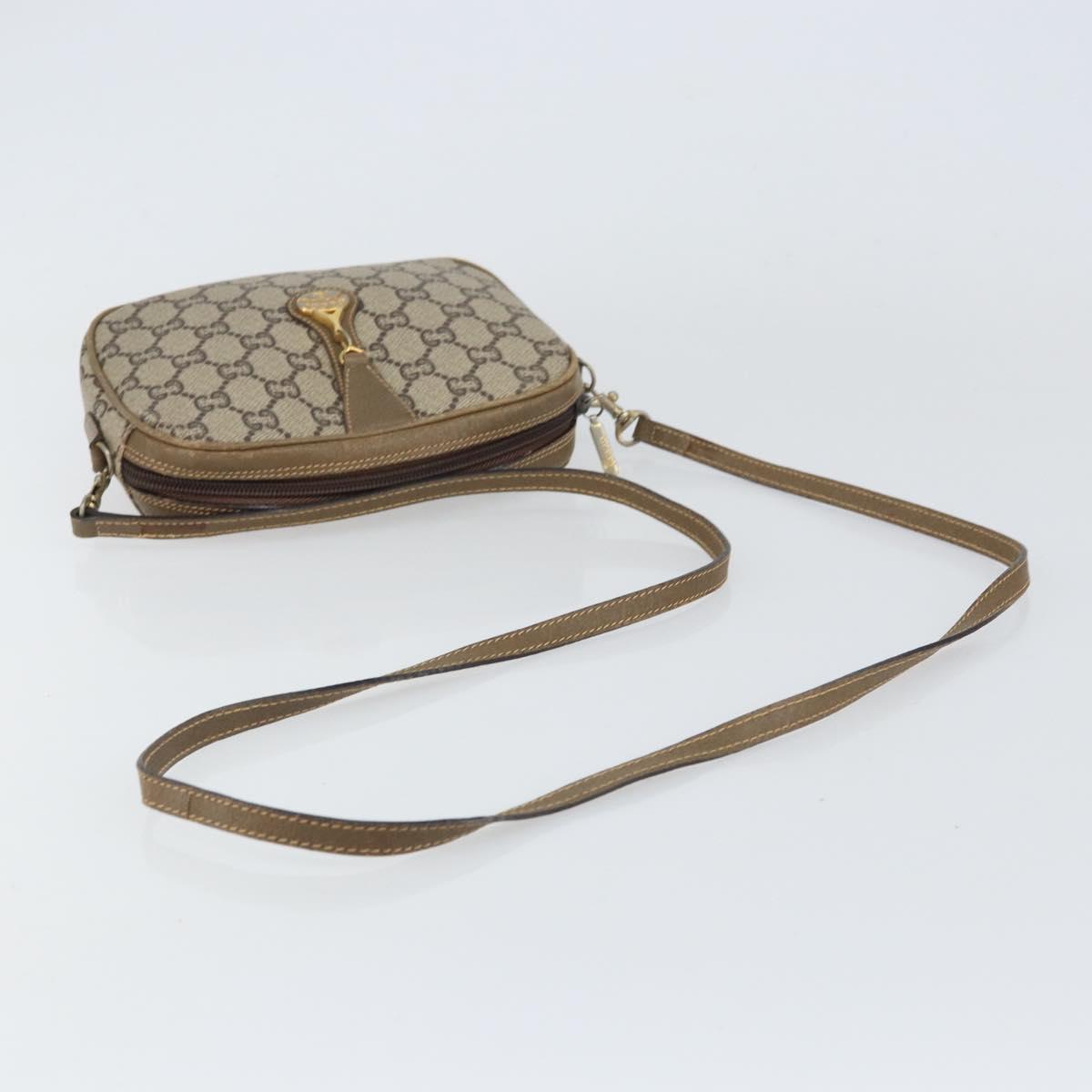 GUCCI GG Plus Supreme Shoulder Bag PVC Beige Gold Auth ka485