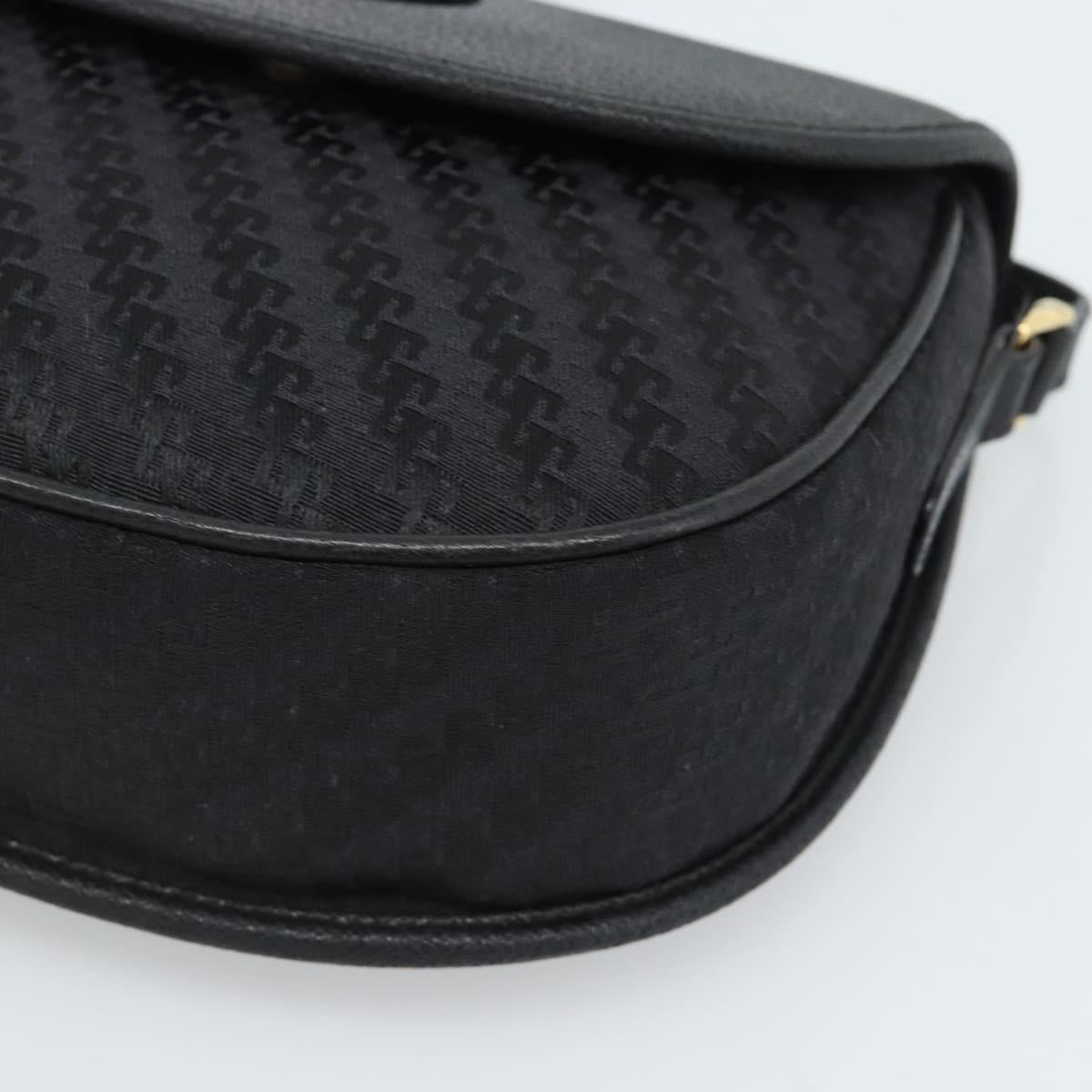 GUCCI Shoulder Bag Canvas Leather Black Gold 007 14 0074 Auth ka4851