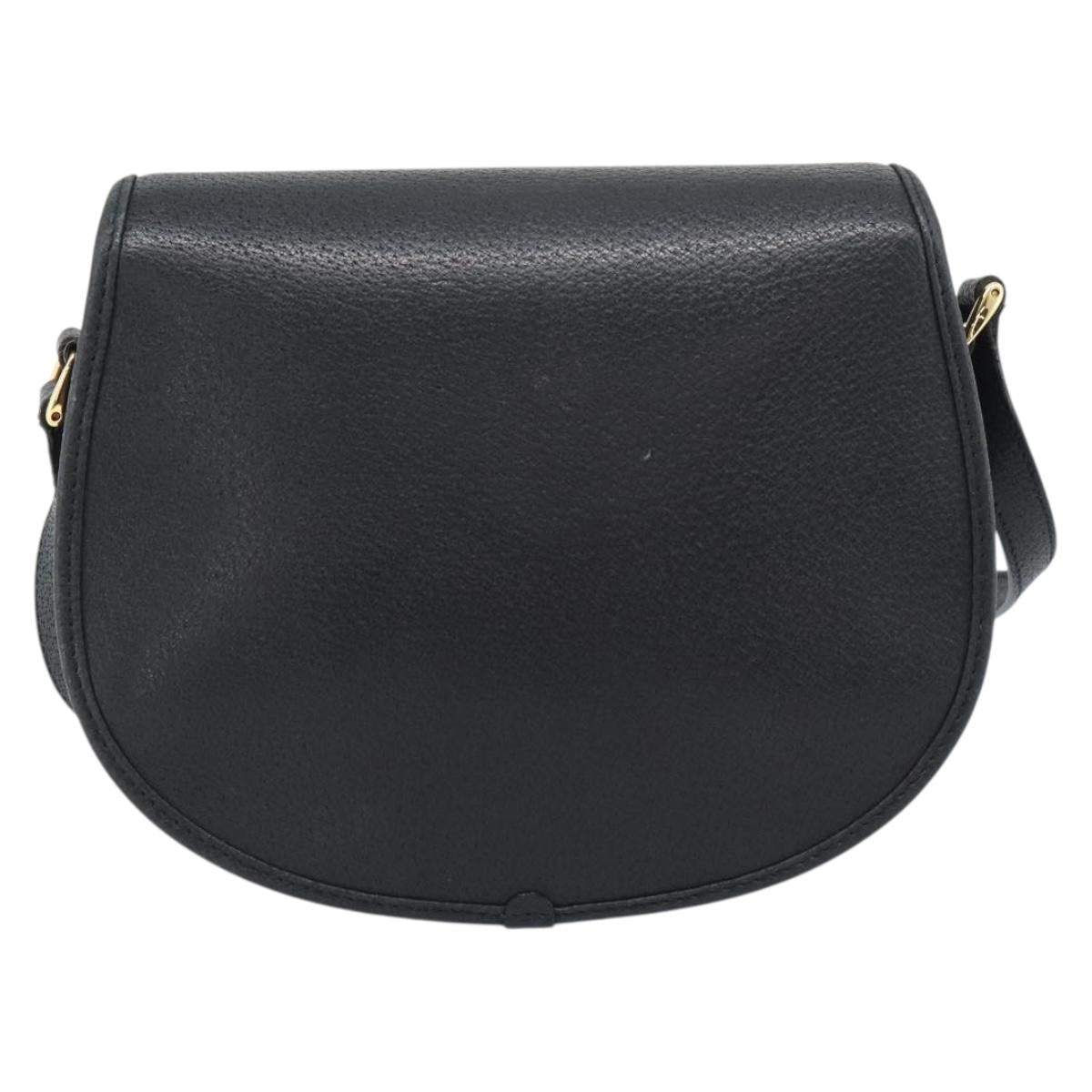 GUCCI Shoulder Bag Canvas Leather Black Gold 007 14 0074 Auth ka4851