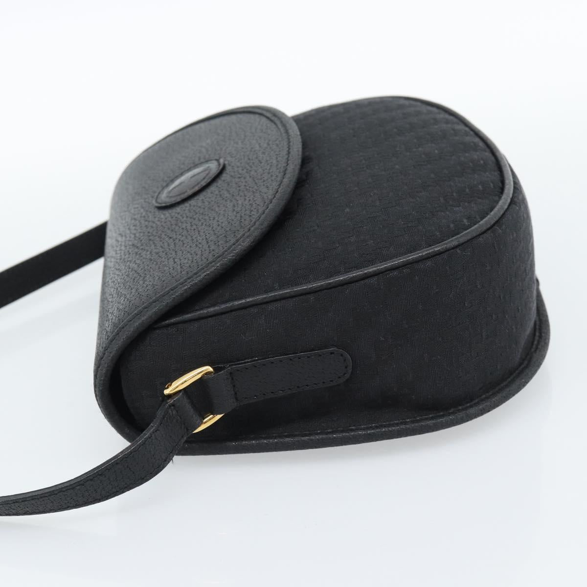 GUCCI Shoulder Bag Canvas Leather Black Gold 007 14 0074 Auth ka4851